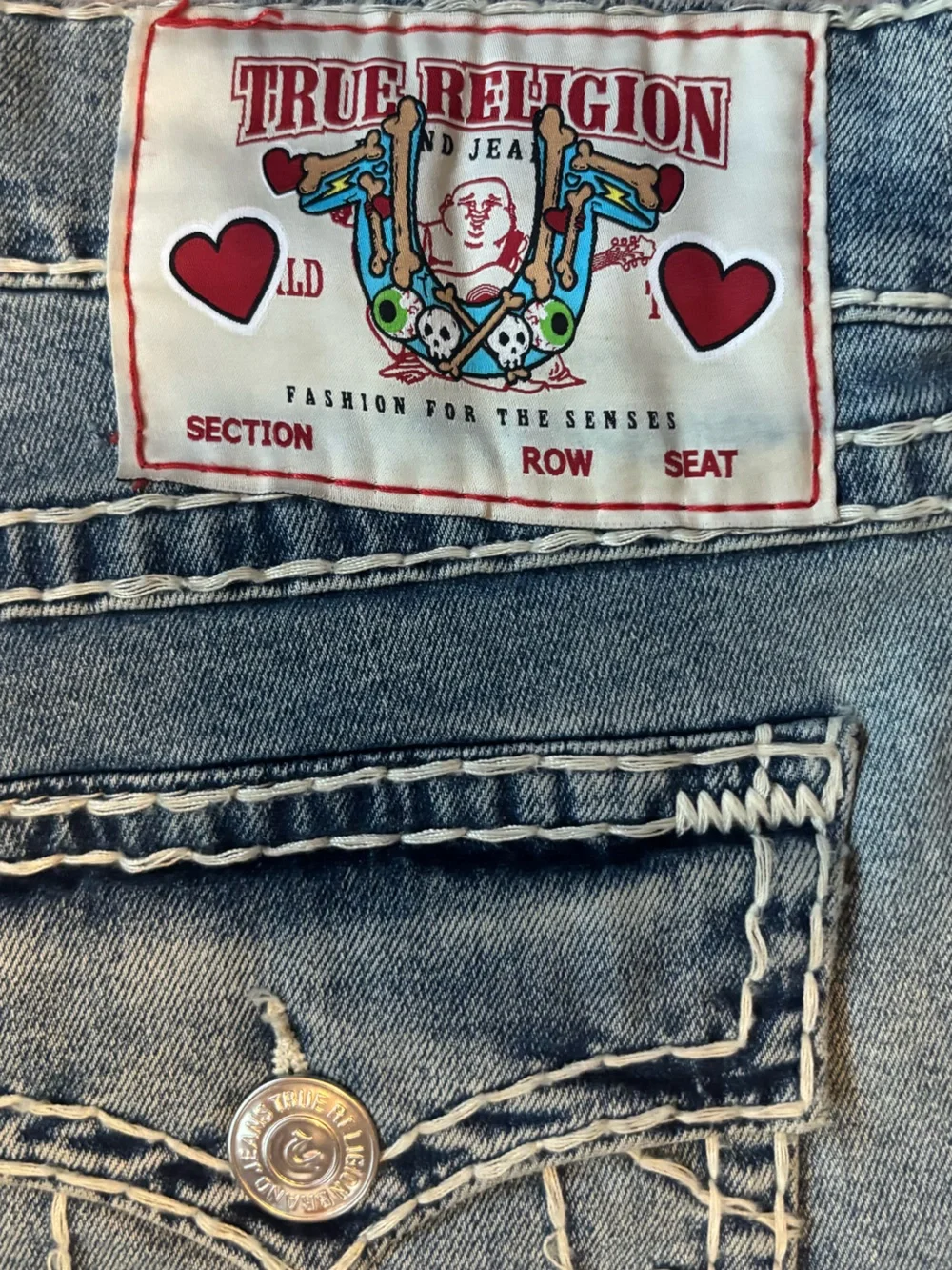 True Religion x Chief Keef Super T Skinny Flame Graphic Denim Jeans Size 40